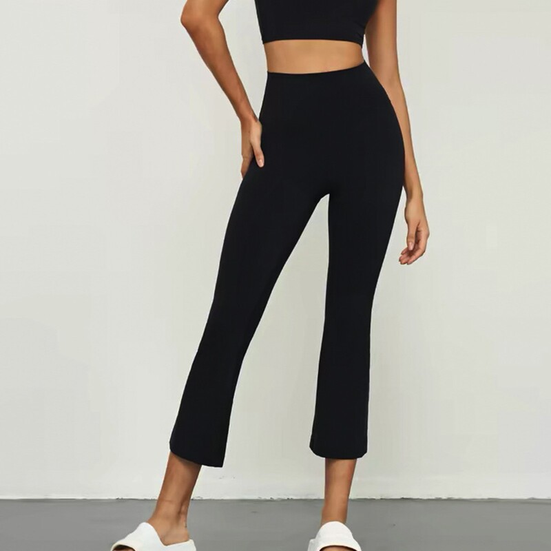 Nude-Feel Yoga Pants for Women, Cropped, High-Waisted, High-Elastic, Butt-Lifting, Flared Fitness Pants, Fashionable New Style for Outdoor Wear