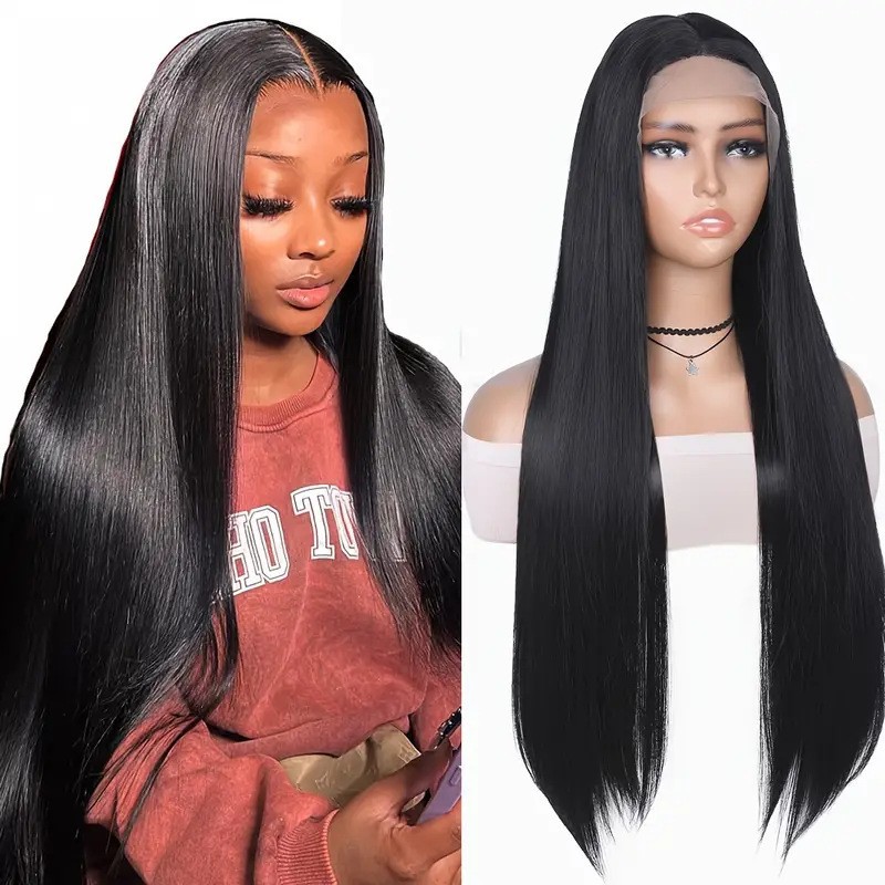 Antes de la peluca de encaje, estilo caliente de Amazon, cabello liso de longitud media para mujer, cabello esponjoso, natural y de moda completo, cabello al por mayor