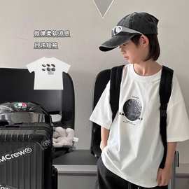 男童短袖T恤2024夏装新款棉质中大童上衣帅气男孩半袖儿童体恤薄