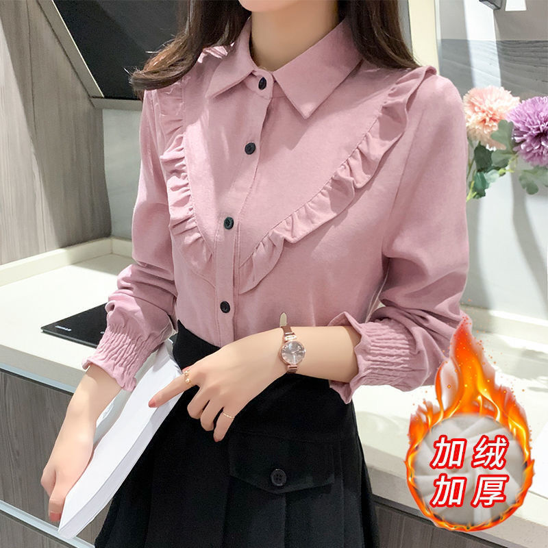 2025秋冬新款韩版灯芯绒长袖衬衫女洋气加厚衬衣|undefined