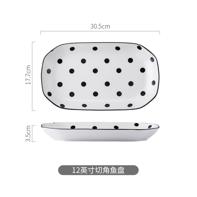 12 인치 컷 코너 생선 플레이트 웨이브 포인트