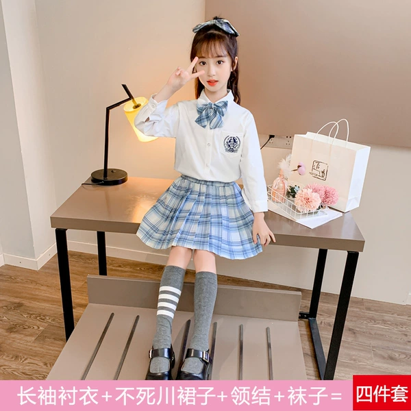 Immortal River Spring and Autumn (long-sleeved shirt + skirt + bow tie + socks)