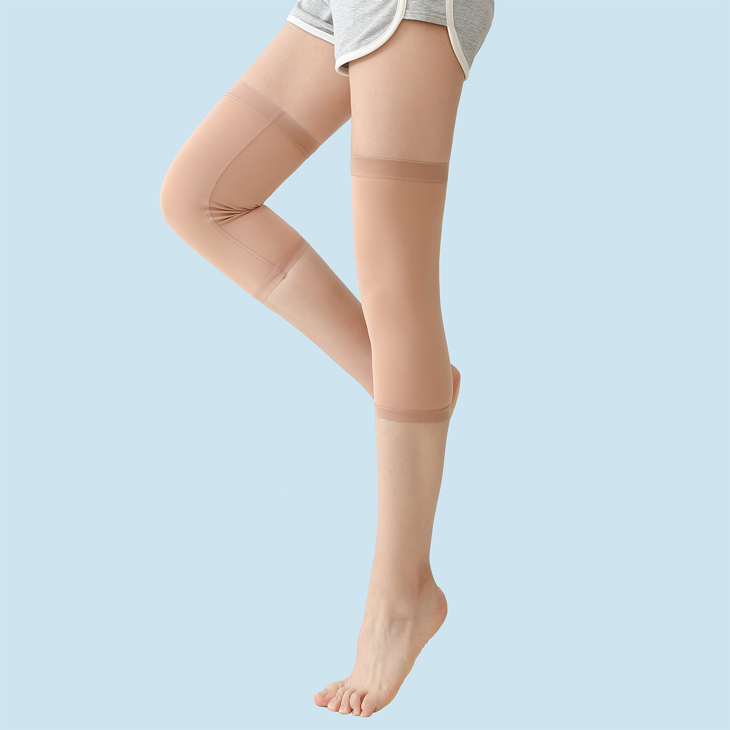 Sharkskin thin knee pads, anti-slip, extended length, suitable for air-conditioned rooms, women's leg warmers for cold protection and warmth, ideal for old cold legs and knee joint protection