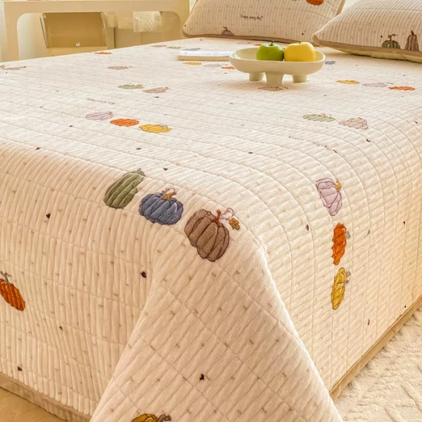 2026 New Thickened Milk Velvet Bed Cover Single Piece Three-Layer Quilted Straight-Edge Bed Sheet Extra-Large Coral Fleece Bed Cover