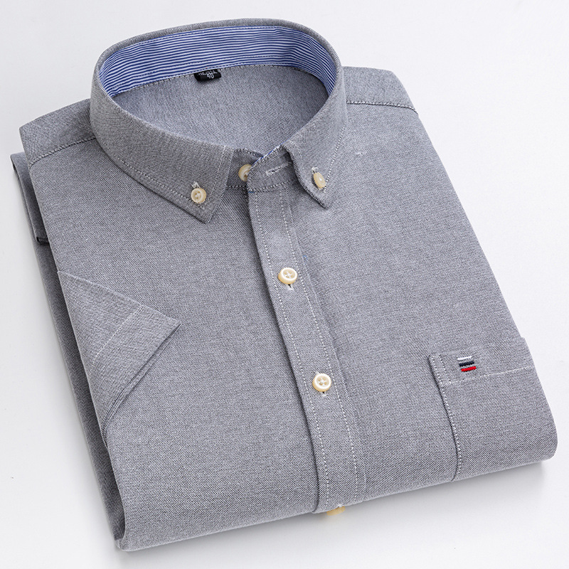 Men's Cotton Oxford Short Sleeve Shirt Summer Cardigan Top Fashion Casual Men's Half Sleeve Amazon Shirt