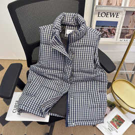 实拍【原版做工】棉服马甲 立领格子无袖棉服马甲外套 实价