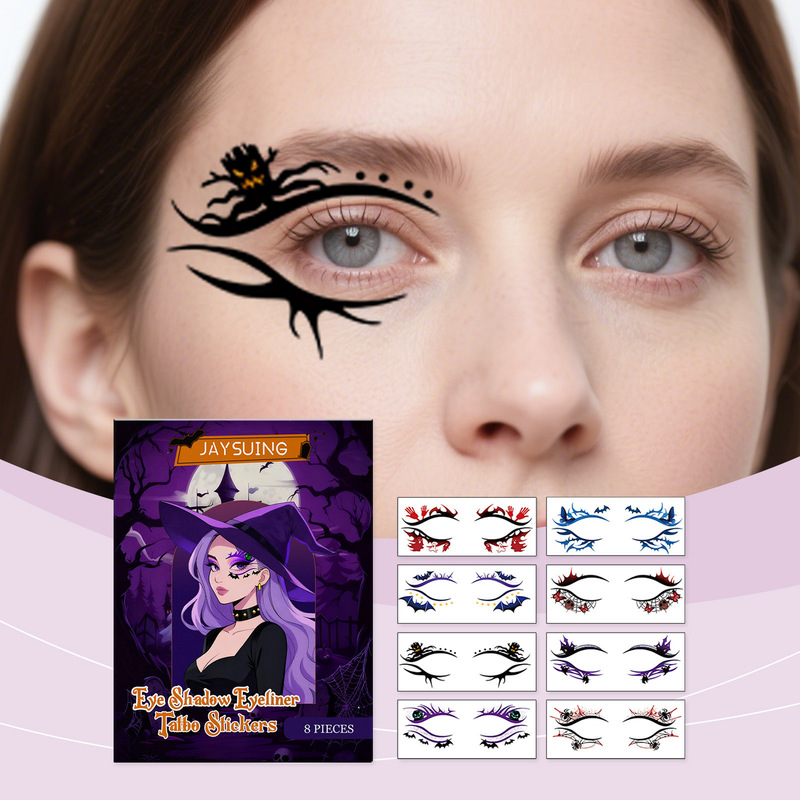 Jaysuing Halloween Eye Tattoo Stickers, Eye Makeup, Facial Decoration, Holiday Party Temporary Tattoo Stickers