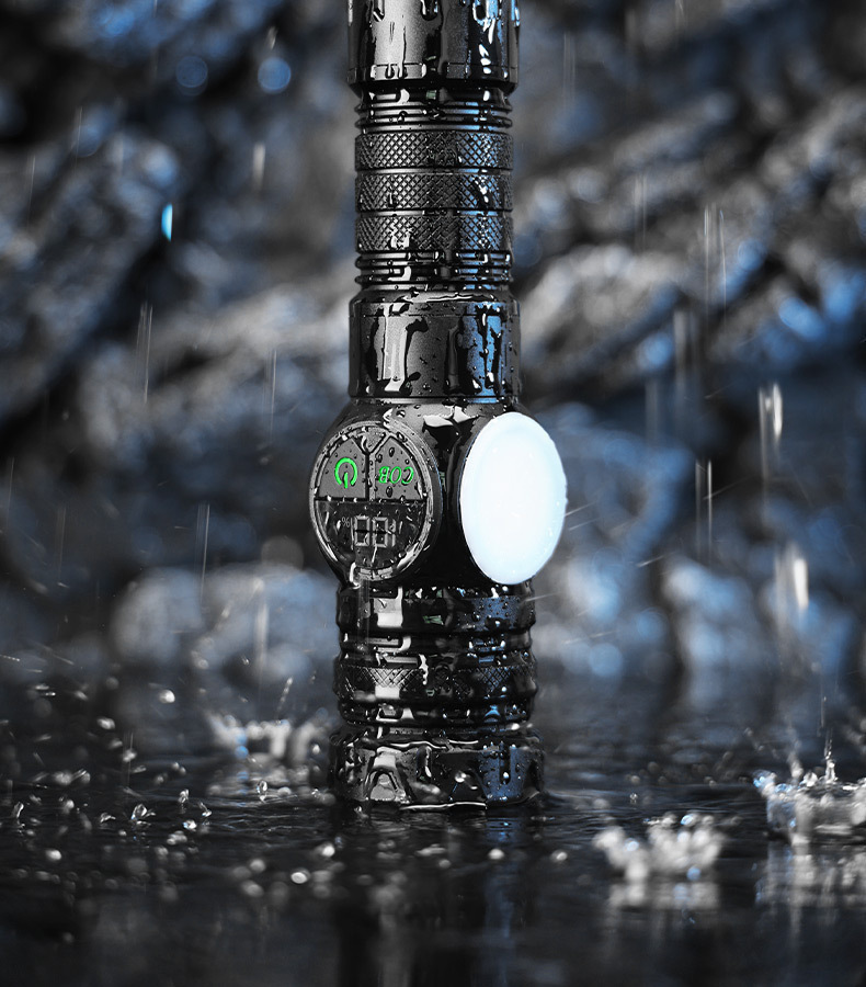 Cross-border digital display power indicator, high-brightness flashlight with zoom, long-range side light, floodlight for home emergency, outdoor hiking, cycling, rechargeable