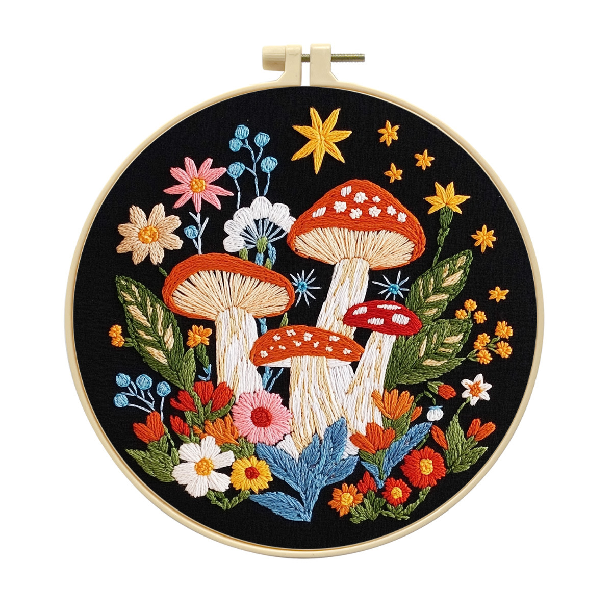 2025 nuevos productos transfronterizos paquetes de materiales de bordado DIY flor de bordado para principiantes Kit de bordado con fondo negro no completo