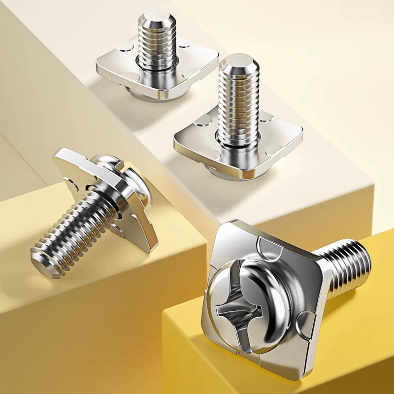 Никелированный крест круглая головка комбинированный винт с квадратной прокладкой винт головки диска M3M3.5M4M5 клеммный прижимной провод