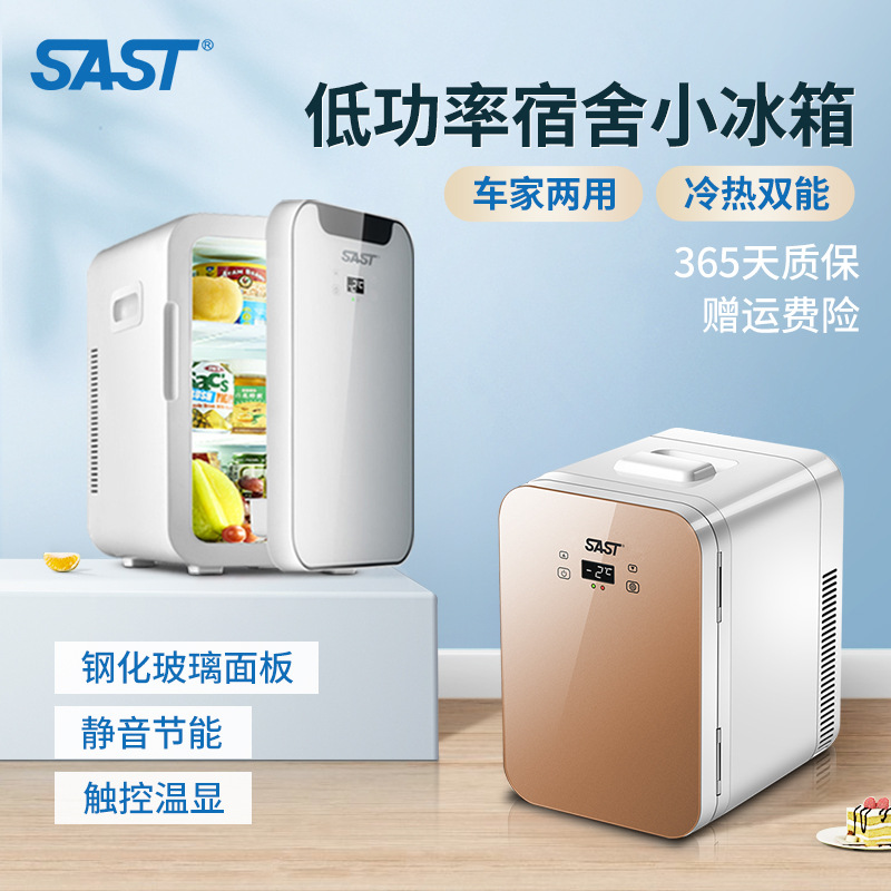 SAST12L Car Mini Refrigerator Household Cosmetics Breast Milk Refrigeration Single Small Refrigerator for Dormitory