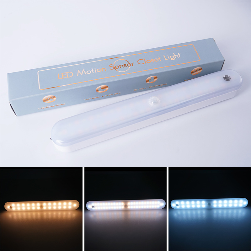 Fuente fabricante recargable luz nocturna luz de sensor de cuerpo humano led inteligente luz de armario de pared luz de armario de succión magnética de batería