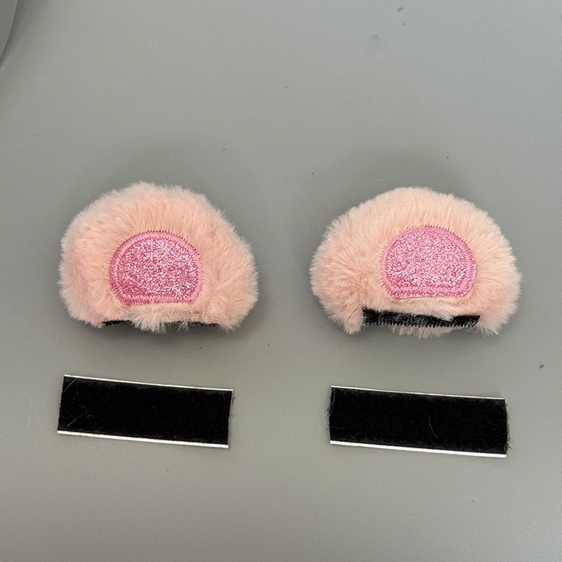 Electric Car Helmet Decoration Little Panda Ear Doll Sequin Accessories Motorcycle Helmet Plush Cat Ear Quick Detonable Sticker