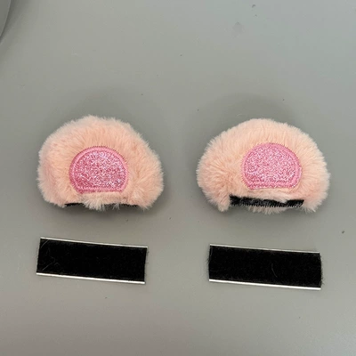 Electric Car Helmet Decoration Little Panda Ear Doll Sequin Accessories Motorcycle Helmet Plush Cat Ear Quick Detonable Sticker (Motosiklet dəbilqələri) - sequin-bear-pink