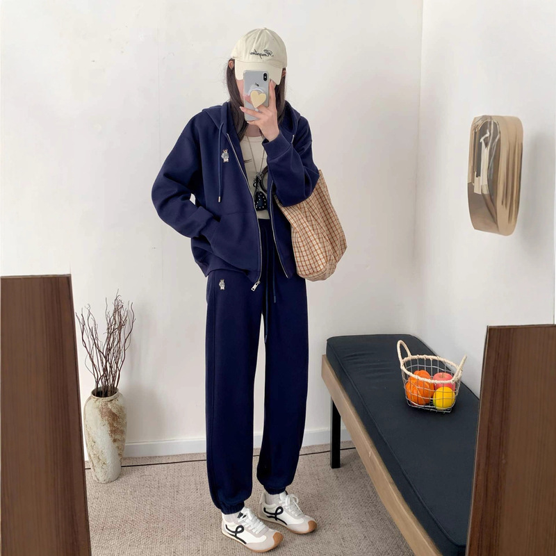 套装女装秋两件套高级感百搭大码mm学院风卫衣卫裤休闲运动套装|undefined