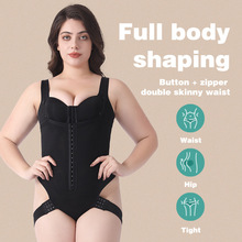 欧美高腰连体塑身裤丰臀大码排扣收腹裤束腰透气露屁股美体裤跨境