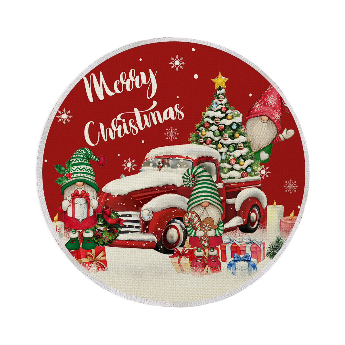 Set de table rond de noël en lin résistant à la chaleur_voghion.com