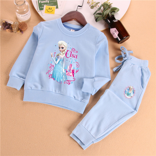 Frozen Elsa Princess children's clothing girls trousers suit girls half-sleeved children's Elsa autumn clothes