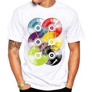 Tripe PrinT Round Neck shorT sleeve Men's T-Shirt Men's Wear