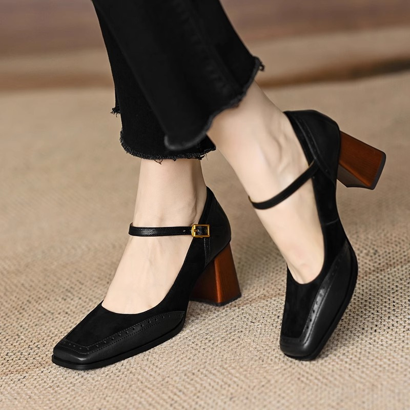 Fairy-Style High-Heeled Mary Jane Shoes for Women, 2024 Spring and Autumn New Style, Shallow Mouth, Wedding Chunky Heel, Single Strap Shoes for Women Fairy-Style High-Heeled Mary Jane Shoes for Women, 2024 Spring and Autumn New Style, Shallow Mouth, Wedding Chunky Heel, Single Strap Shoes for Women
