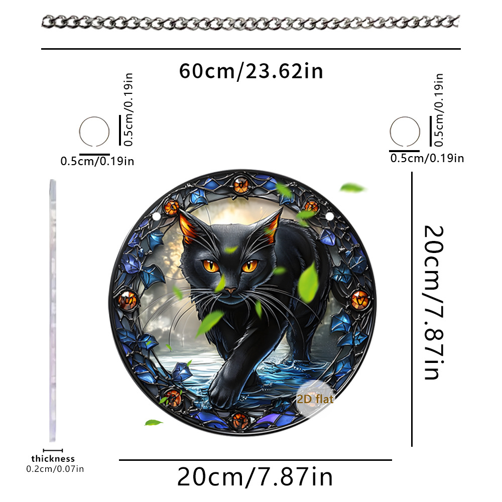 Bruja de Halloween transfronteriza montar escobas gatos negros acrílicos 2D decoración de ventanas de vacaciones porche colgante decoración