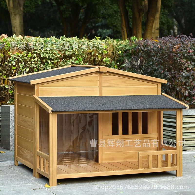 木製犬小屋、屋外ペット大型ヴィラ、日よけハウス、オールシーズン対応のユニバーサル屋内犬小屋、猫の生息地|undefined