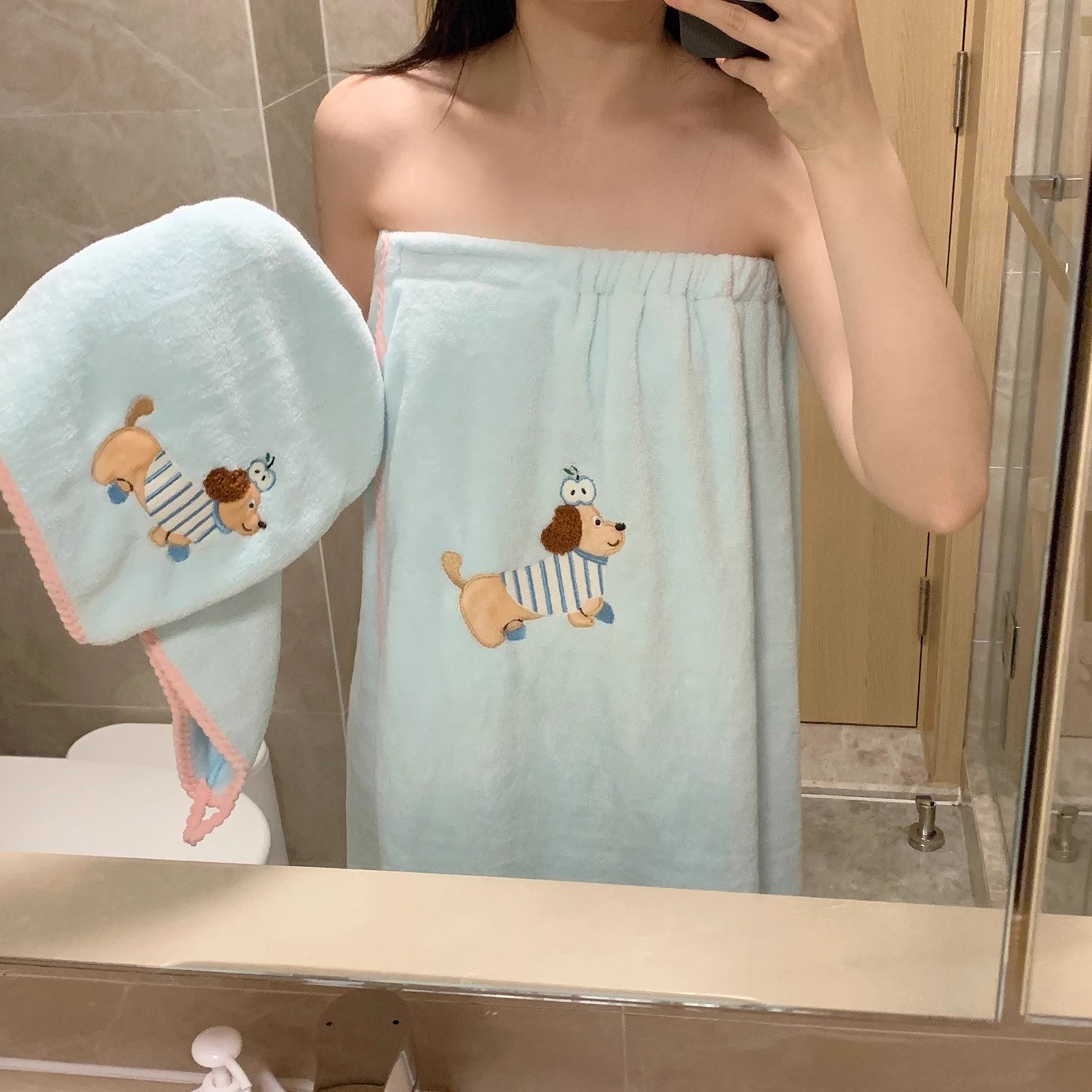 Toallas de baño de cuatro piezas, toallas de baño de absorción rápida, toallas de lavado en seco, sombrero de cabello seco doméstico, dormitorio