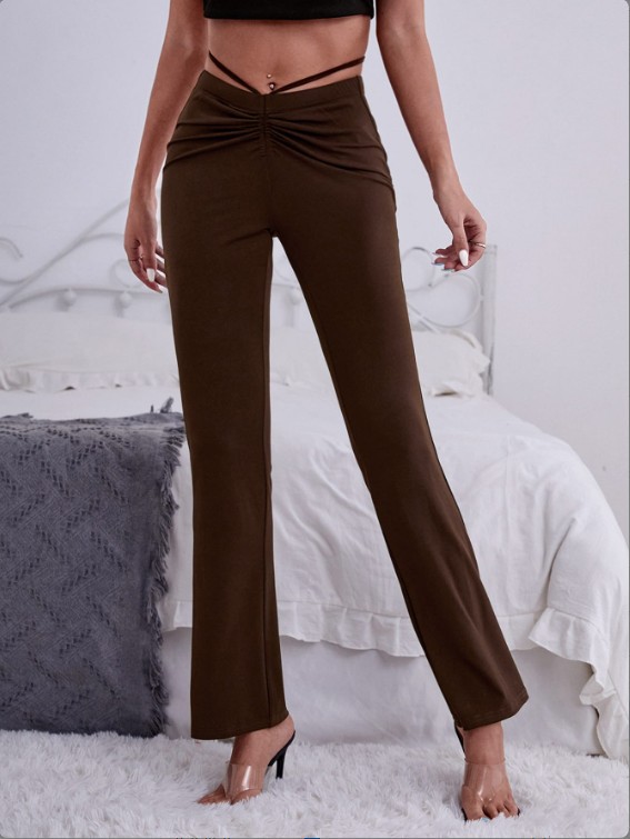 high waist waist hollow slim trousers nihaostyles clothing wholesale NSGXY87421