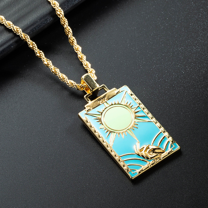 Wholesale Jewelry Rectangular Oil Painting Pendant Copper Dripping Oil Necklace Nihaojewelry display picture 5