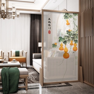 New Chinese-style Screen Partition Living Room Entrance Porch Solid Wood Bedroom Sheltering Home Wufu Linmen Gourd Office