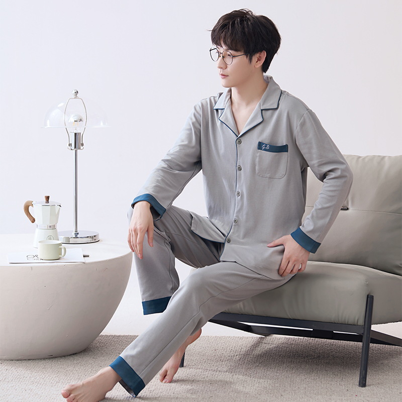 Pijamas de hombre primavera y otoño de algodón puro 2023 nuevos hombres de manga larga resistente ropa para el hogar Otoño e Invierno