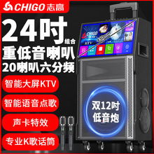 志高广场舞音响带显示屏大功率家庭KTV音箱套装卡拉ok点歌一体机