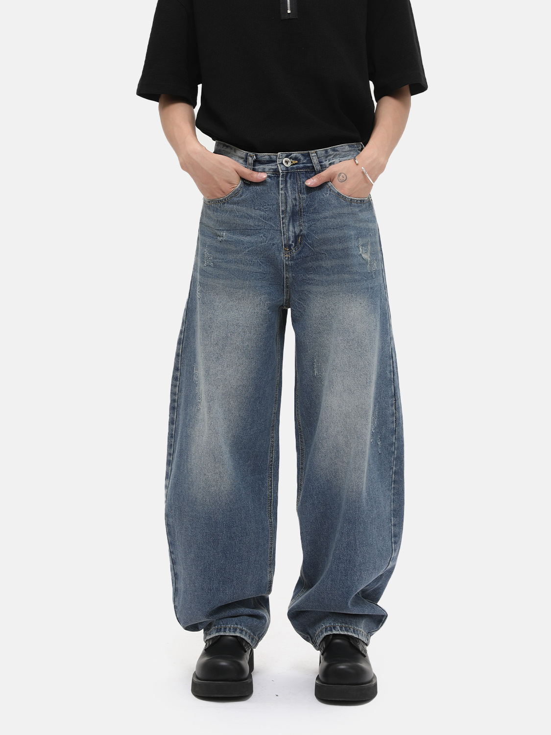 MTLCLOTHES Hombres| High Street hace viejos estilos de moda blancos blancos de lavado sueltos machetes jeans de moda casual