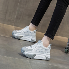 Women's 2023 New Arrival Korean Style Thick Sole White Sneakers, Comfortable and Breathable Loafers with Platform Heel, Versatile Leisure Shoes