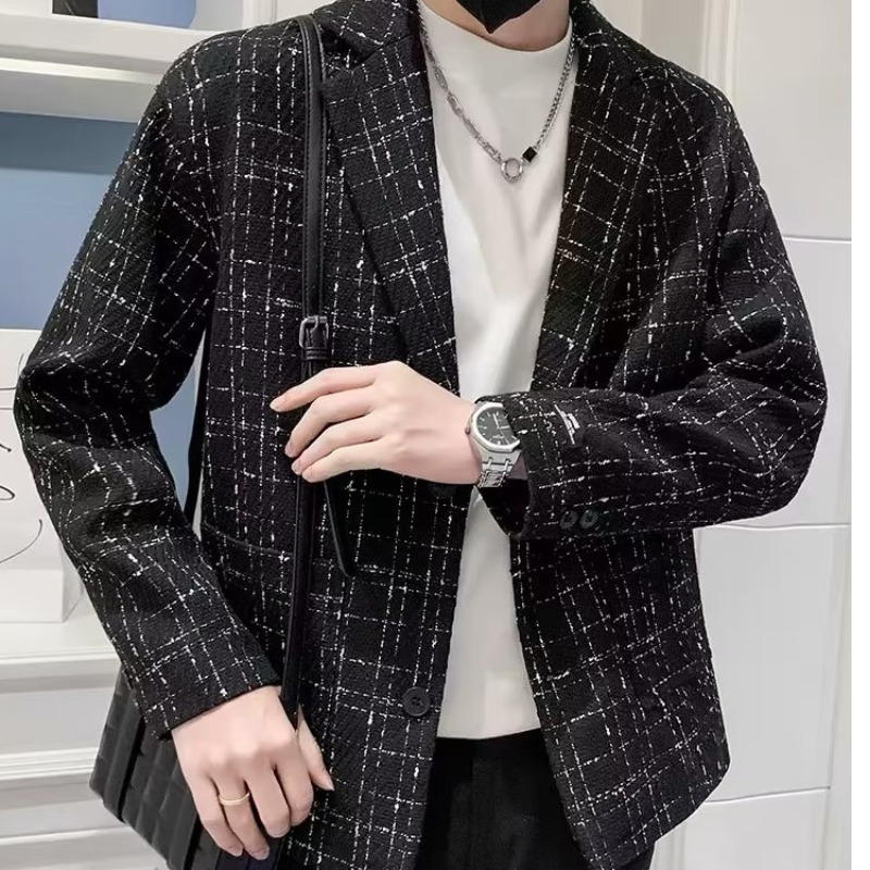 Xiaoxiang-stil til mænd, trendy mærke, eksklusiv sans, afslappet og flot, britisk stil, lille efterårsjakkesæt_voghion.com