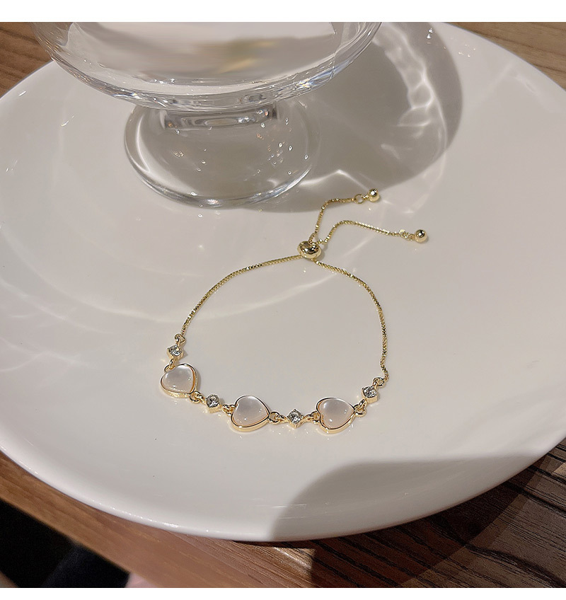 Fashion Heart Shape Copper Plating Zircon Bracelets 1 Piece