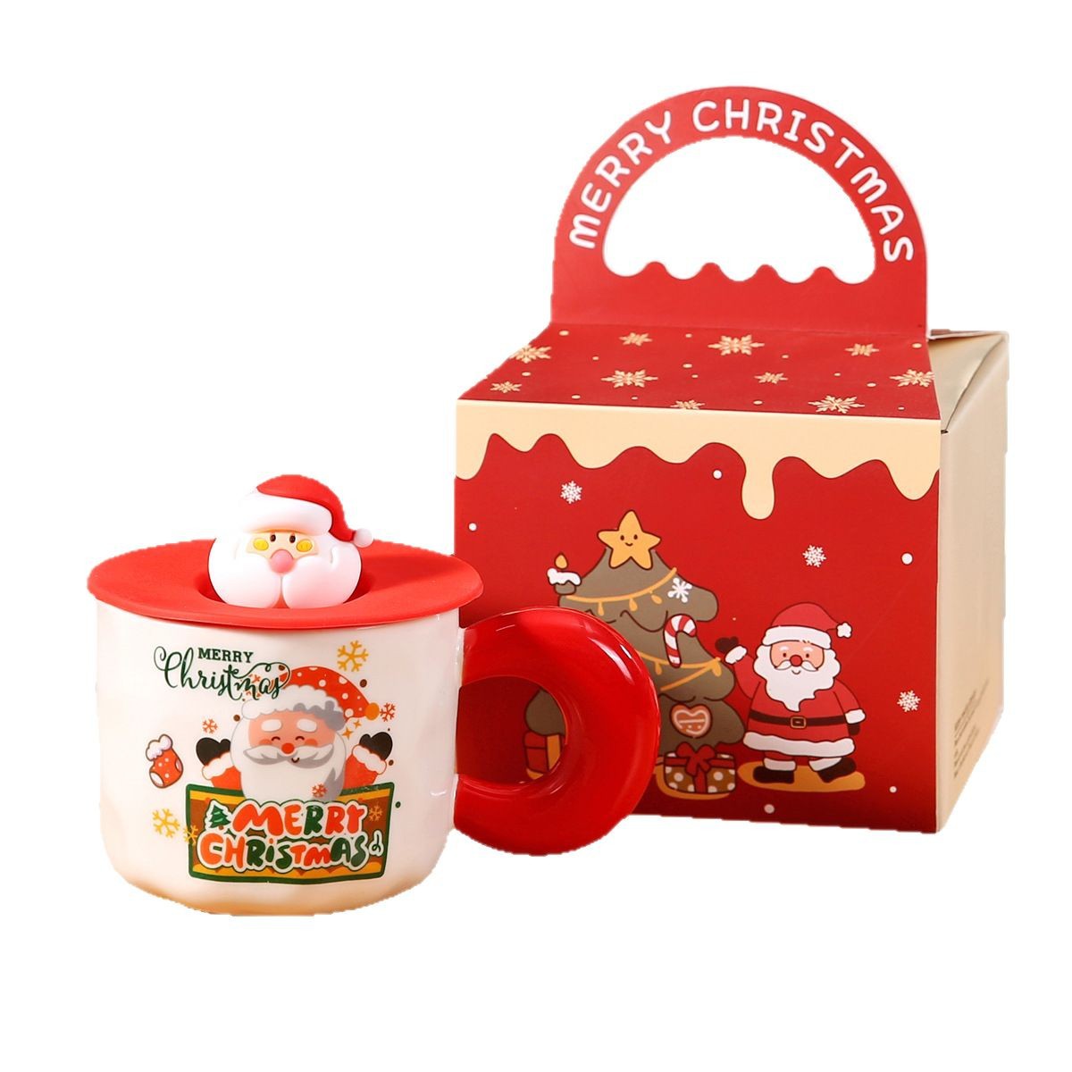 Taza de Navidad transfronteriza de Santa Claus Taza de cerámica Regalo creativo de evento de negocios de Navidad Taza de agua de dibujos animados Regalo de mano
