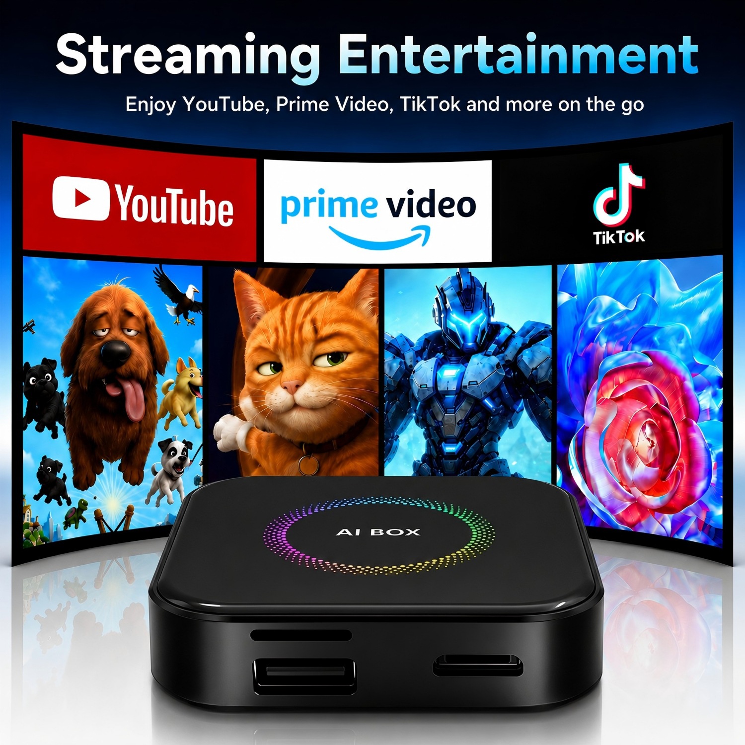 Cross-Border Best-Selling 4-in-1 Car Android Box Wired to Wireless Carplay Android Auto Screen Mirroring Box