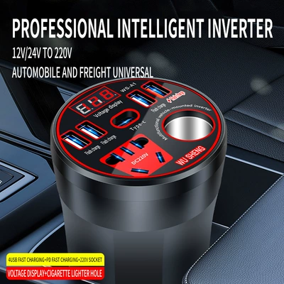 Avtomobil İnverteri 12V24V-dən 220V-ə Güc Çevirici Çoxfunksiyalı Mobil Telefon Sürətli Doldurma