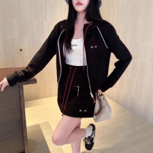 深圳南油高端女装2025秋季设计感刺绣棒球服卫衣外套+半身裙套装