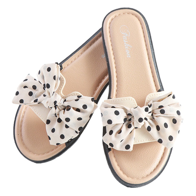 Zapatillas de verano bowknot Casa de mujer en línea rojo estilo transfronterizo verano casa sandalias pareja de vacaciones de las mujeres zapatos de playa image 1