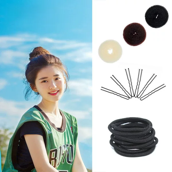 Factory Direct Sales Ball Head Hair Twister Donut Pure Color Rubber Band U-Shaped Clip Hairdressing Tools Wholesale