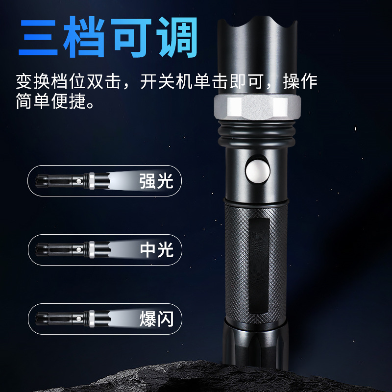 Antorcha de aluminio de alta luz al aire libre enfoque rotatorio portátil led linterna de seguridad baton de tráfico