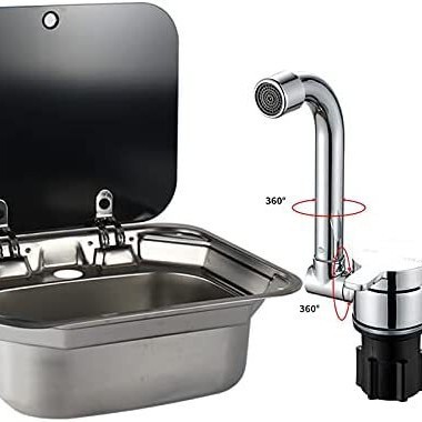 Folding Rv Faucet with Cover, Foldable Hot and Cold Water Faucet for Sink Use
