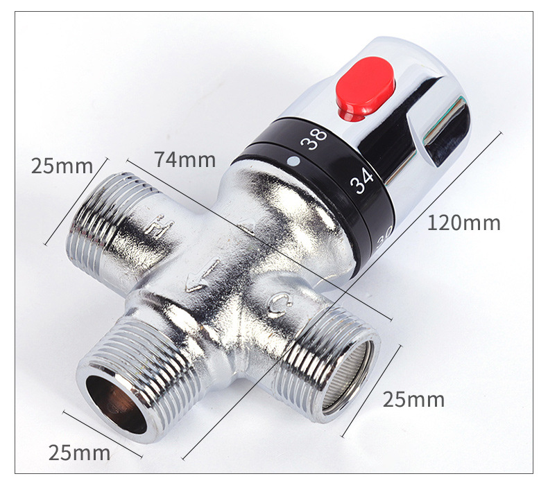 All-copper 4-inch, 6-inch, 1-inch pipe temperature control valve, hot and cold mixed water valve, solar exposed pipe thermostatic valve for water heaters undefined