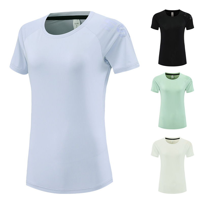 2025 nueva camiseta de manga corta de secado rápido para mujer ropa de secado rápido de cuello redondo de verano para correr deportes tops ligeros y transpirables