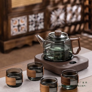 Thickened Wooden Handle Glass Teapot, High Temperature Resistant Electric Ceramic Stove, New Small Tea Boiler, Health Pot, Tea Boiler Set