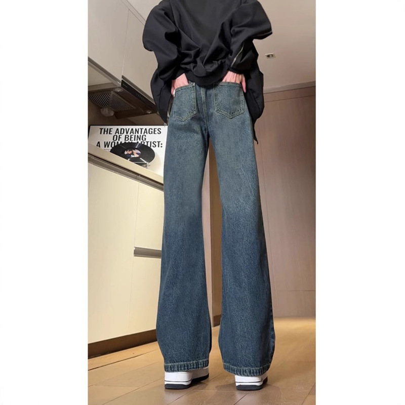 Men's American-style High-waist Micro-flared Jeans with High-rise Street cleanfit Narrow Wide-leg Machete Pants Spring and Autumn