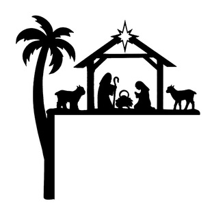 2024 Cross Border Wrought Iron Door Frame Nativity Home Christmas Wrought Iron Door Frame Decoration Christmas Scene Decorations