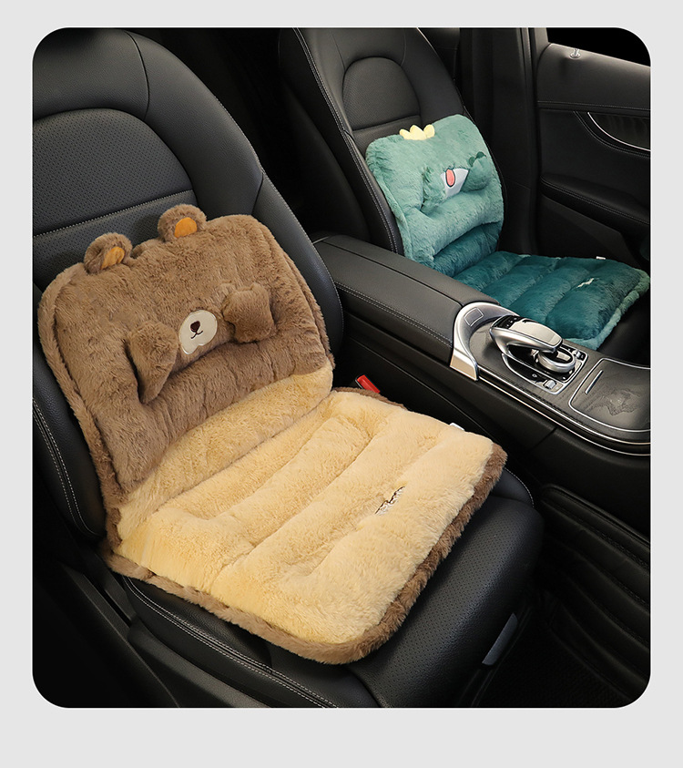 Car Cushion Winter Cute Plush New Winter Fat Cushion Women's Car Waist Cushion Integrated Seat Cushion